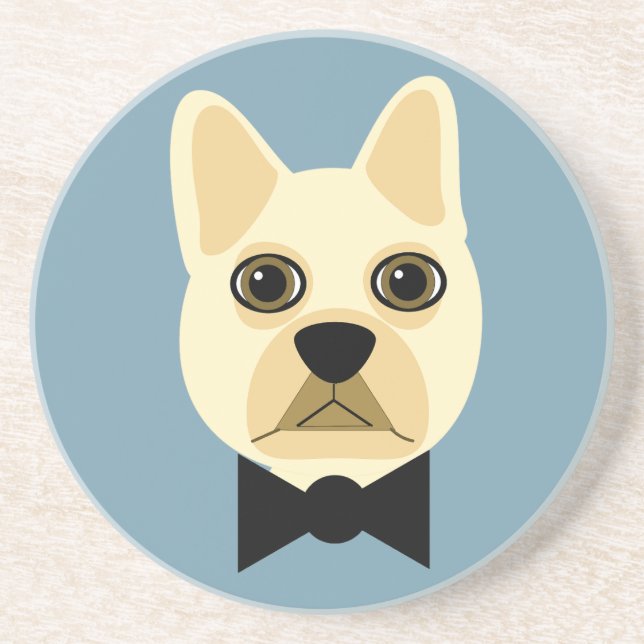 Bulldog mit Bowtie Blue Getränkeuntersetzer (Vorne)