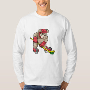 Bulldog mit Eishockey und Eishockeyschläger T-Shirt