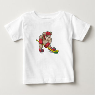 Bulldog mit Eishockey und Hockeyschläger Baby T-shirt