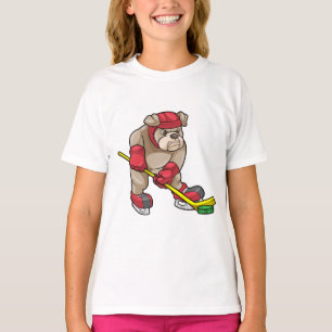 Bulldog mit Eishockey und Hockeyschläger T-Shirt
