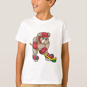 Bulldog mit Eishockey und Hockeyschläger T-Shirt