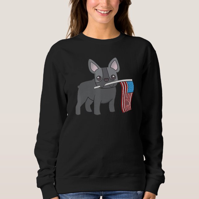 Bulldog mit Flag Amerikanische Unabhängigkeitstag  Sweatshirt (Vorderseite)