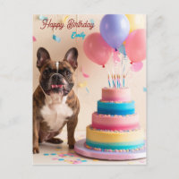 Bulldog mit Geburtstagskuchen