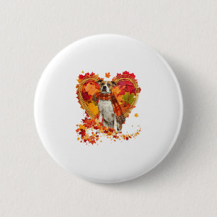 Bulldog mit Herbst-Blättern Button