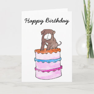 Bulldog mit Kuchen Geburtkarte Karte