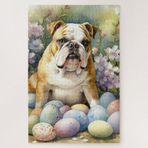 Bulldog mit Ostereiern Feiertag