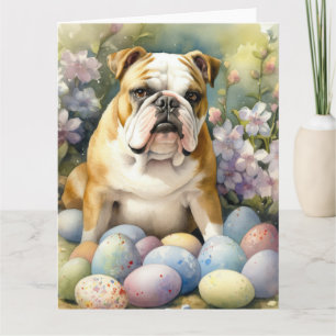 Bulldog mit Ostereiern Feiertag Karte
