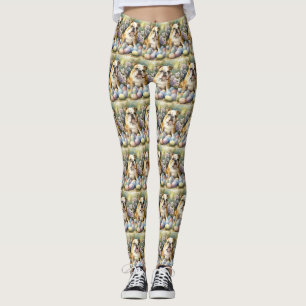 Bulldog mit Ostereiern Feiertag Leggings