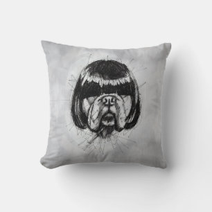 Bulldog mit Perücke (Stil 4) Fine Art Kissen
