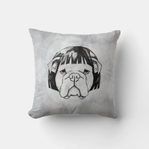 Bulldog mit Perücke (Stil 8) Fine Art Kissen