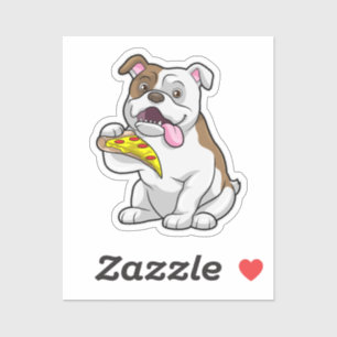 Bulldog mit Pizza-Stück Aufkleber