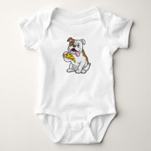 Bulldog mit Pizza-Stück Baby Strampler