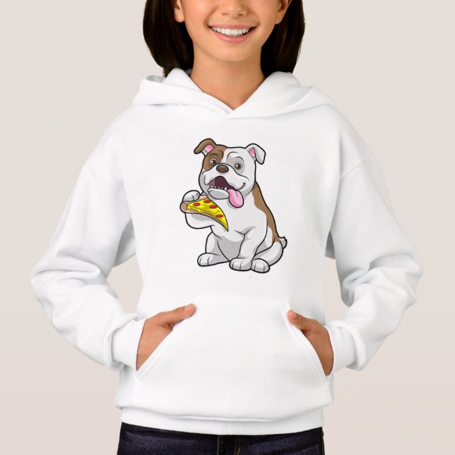 Bulldog mit Pizza-Stück Hoodie (Vorderseite)