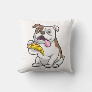 Bulldog mit Pizza-Stück Kissen