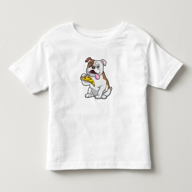 Bulldog mit Pizza-Stück Kleinkind T-shirt (Vorderseite)