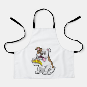 Bulldog mit Pizza-Stück Schürze