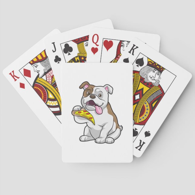 Bulldog mit Pizza-Stück Spielkarten (Rückseite)