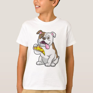 Bulldog mit Pizza-Stück T-Shirt