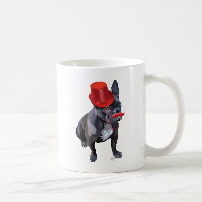 Bulldog mit Red Top Hat und Mustache Kaffeetasse (Rechts)
