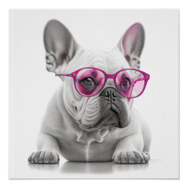 Bulldog mit rosa Brillenposter Poster (Vorderseite)