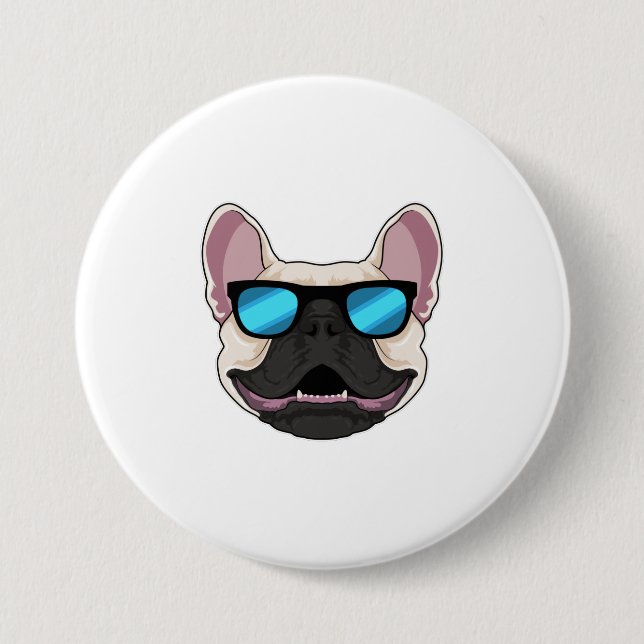 Bulldog mit Sonnenbrille Button (Vorderseite)