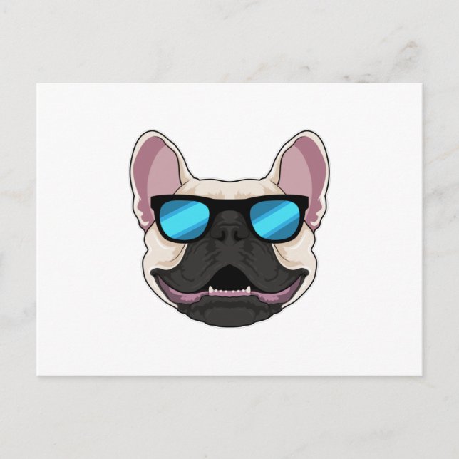 Bulldog mit Sonnenbrille Postkarte (Vorderseite)