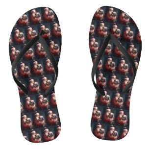Bulldog mit Weihnachtsmann Flip Flops
