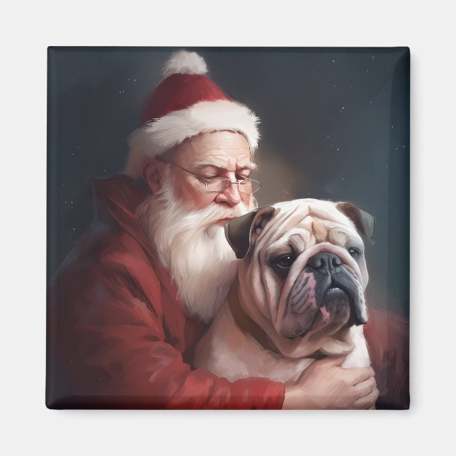 Bulldog mit Weihnachtsmann Magnet (Vorne)