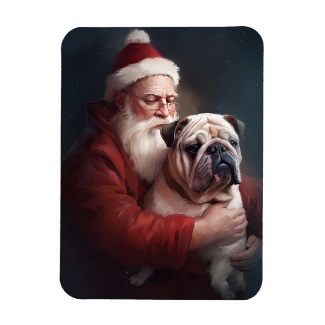 Bulldog mit Weihnachtsmann Magnet (Vertikal)