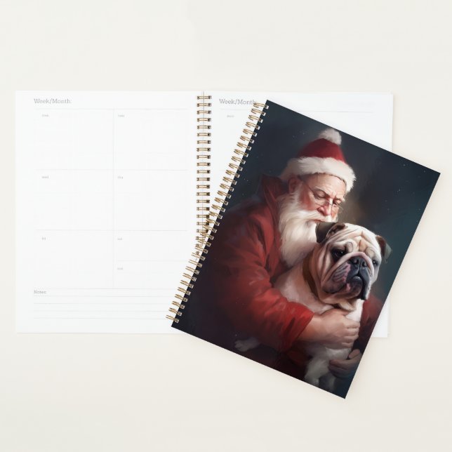 Bulldog mit Weihnachtsmann Planer (Anzeige)