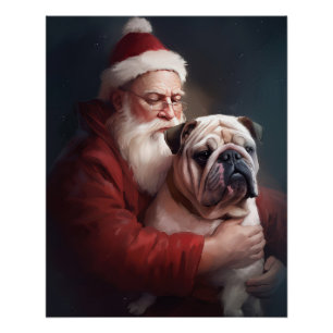 Bulldog mit Weihnachtsmann Poster