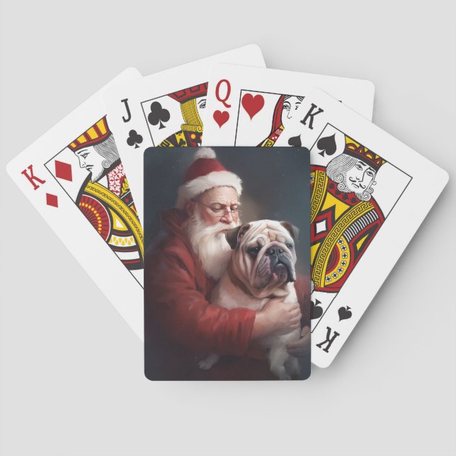 Bulldog mit Weihnachtsmann Spielkarten (Rückseite)