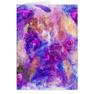 Bulldog Mixed Media Grußkarte für jeden Anlass