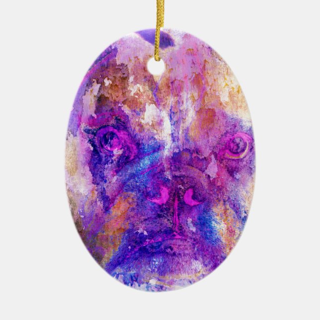 Bulldog-Mixed-Media Keramikornament (Vorne)