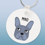 Bulldog Monogram Schlüsselanhänger<br><div class="desc">Ein lustiger kleiner Grauer oder Blauer Französischer Bulldog oder Franzose. Ideal für Hundefreunde. Originelle Kunst von Nic Squirrell. Ändern oder entfernen Sie die Monogramm-Initialen, um sie zu personalisieren.</div>