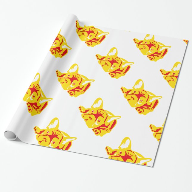 Bulldog-Muster Geschenkpapier (Ungerollt)