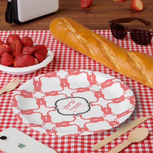 Bulldog-Muster Platin Pappteller (Picknick)