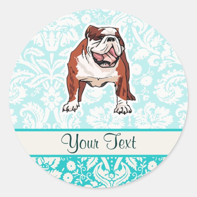 Bulldog; Niedlich Runder Aufkleber (Vorderseite)