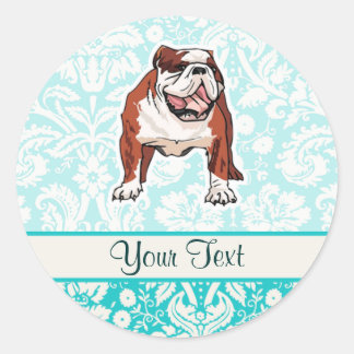 Bulldog; Niedlich Runder Aufkleber