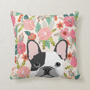 Bulldog niedliches Blumenkissenportrait Kissen