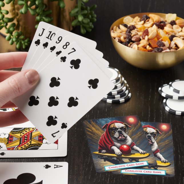 Bulldog Night Skate Monogram Go Fish Game Spielkarten (In Situ)