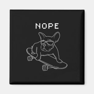 Bulldog Nope Reiten Auf dem Skateboard Cool Frankr Magnet