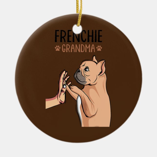 Bulldog Oma Frenchie Dog Owner Women Keramik Ornament (Vorne)