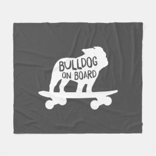Bulldog on Board Skateboarding Dog Silhouette Fleecedecke