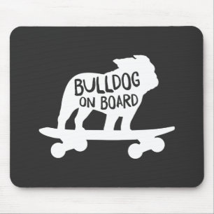 Bulldog on Board Skateboarding Dog Silhouette Mousepad