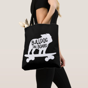 Bulldog on Board Skateboarding Dog Silhouette Tasche