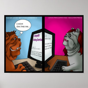 Bulldog Online Dating Funny Posters Poster