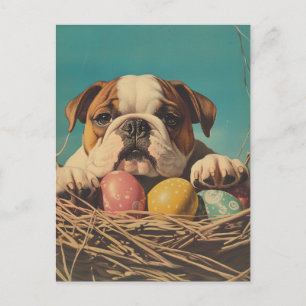 Bulldog Ostern im Vintage-Stil Postkarte