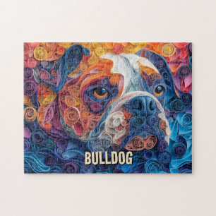 Bulldog Papier Quilling Art Dog Portrait