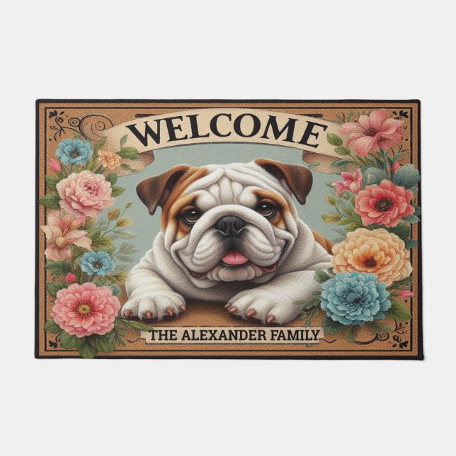 Bulldog Paradies, Personalisierter Name Begrüßungs Fußmatte (Vorderseite)
